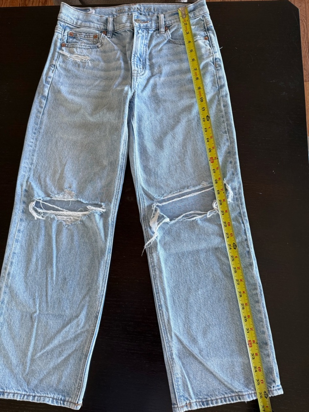 American Eagle Outfitters Ripped High-Waisted Light Blue Stovepipe Jean - Picture 6 of 11